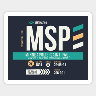 Minneapolis Saint Paul (MSP) Airport Code Baggage Tag Magnet